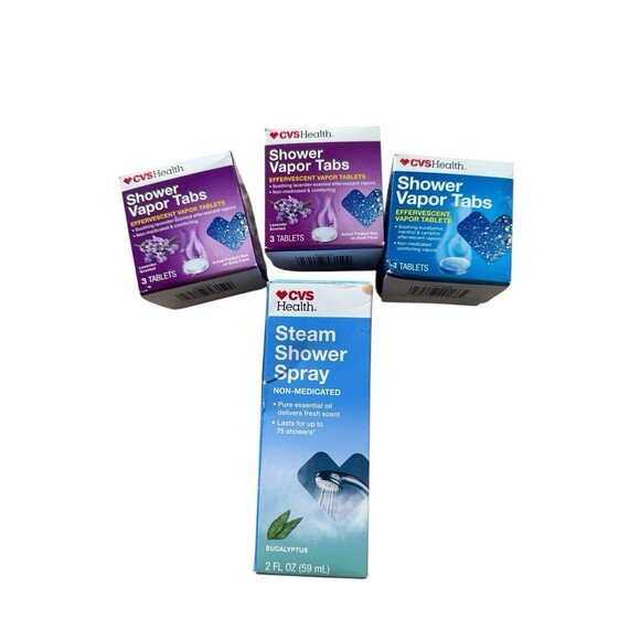 4pc Bundle CVS Health Steam Shower Spray & Vapor Tabs Eucalyptus & Lavender - Picture 1 of 3